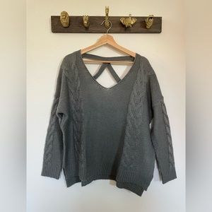 Grey back cutout sweater